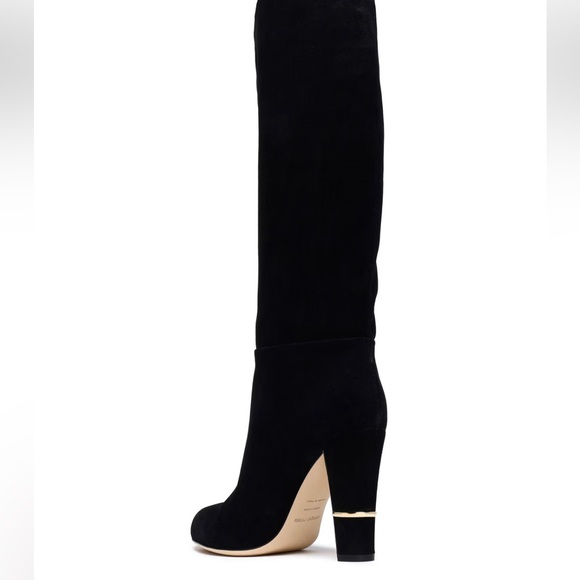 SERGIO ROSSI Suede Knee High Boots Black 9cm - Picture 3 of 9
